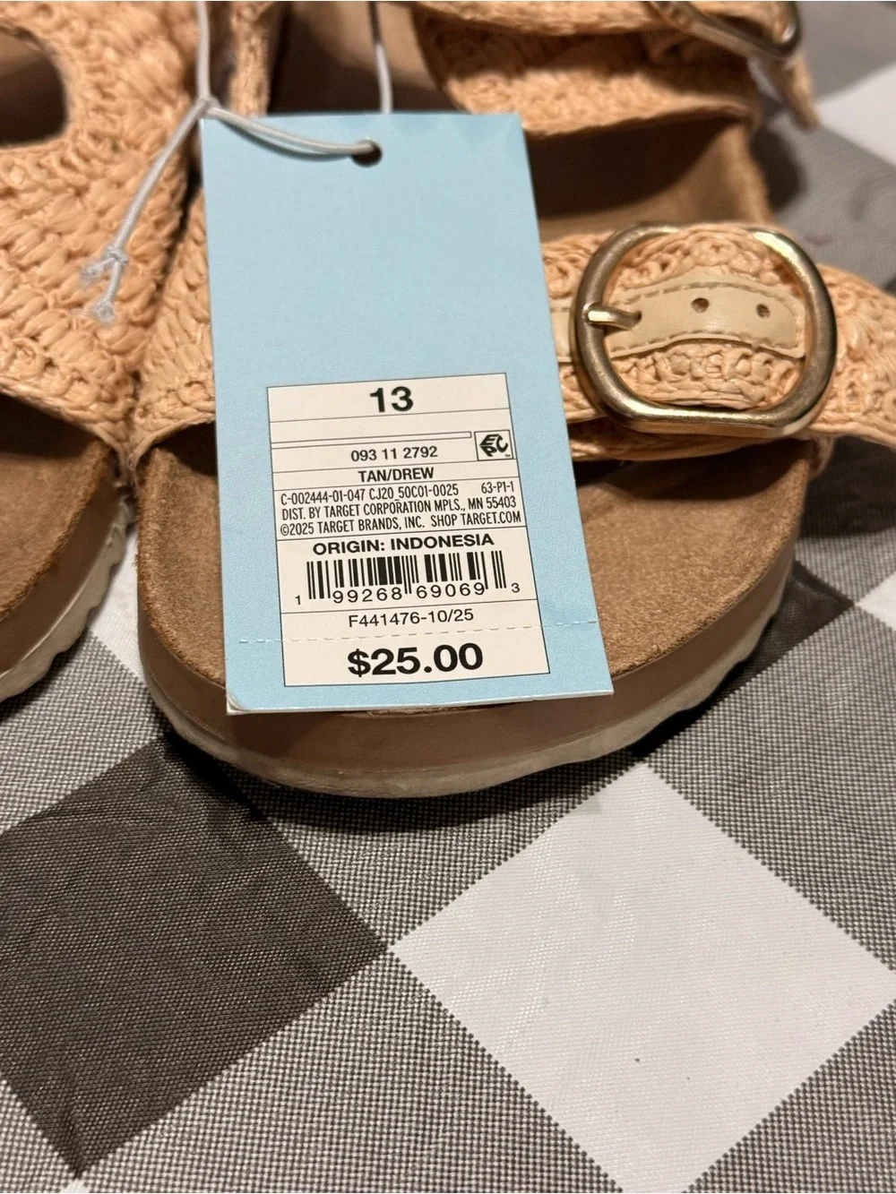 Target Tan Woven Double-Buckle Slide Sandal